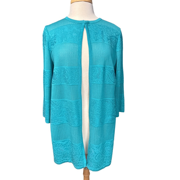 MISOOK Teal Open Knit Cardigan M